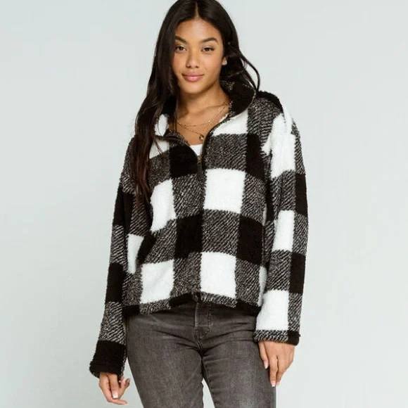 Love Tree Jackets Coats Love Tree Buffalo Plaid Sherpa